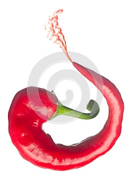 Red hot chili pepper with smoke