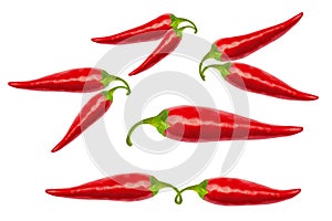 Red hot chili peppers with clipping path