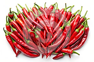 Red hot chili peppers on a white background