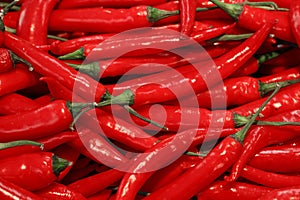 Red hot chili peppers in retail close up