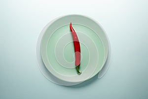 Red hot chili peppers on a round plate