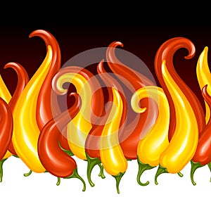 Red Hot chilli pepper in the shape of fire photo