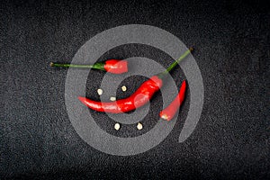 Red hot chilli peppers and half broken chilli