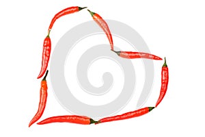 Red hot chilli peppers in heart shape