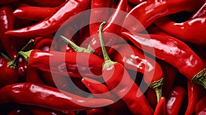 Red hot chilli peppers pattern texture background. Close up. Generative AI
