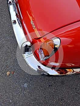 Red hot classic roadster rear quarter detail