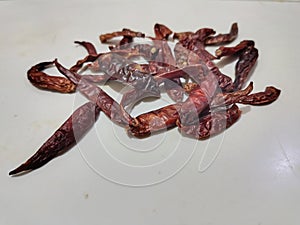 Red hot dried chilli pepper cabe cabai kering photo
