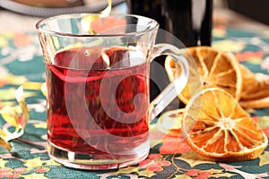 Red hot drink and orange sliced