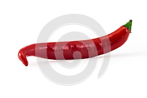 Red hot juicy pepper isolated on white