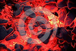 red-hot lava close-up. Generative AI