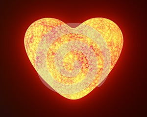 Red hot metal glowing heart