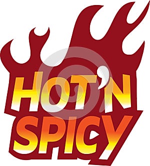 Red Hot n spicy flame text logo icon