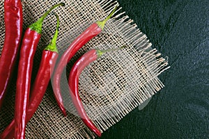 Red hot pepper on a blue background