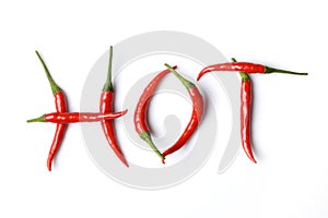 Red hot peppers in letters