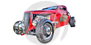 Red hot rod isolated on white background