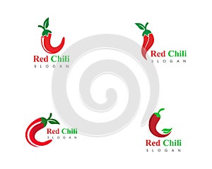 Red hot set natural of chili icon Template vector Illustration