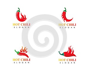 Red hot set natural of chili icon Template vector Illustration