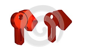 Red Hotel door lock key icon isolated on transparent background.