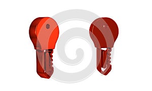 Red Hotel door lock key icon isolated on transparent background.