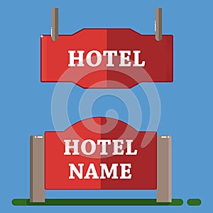 Red hotel label flat style