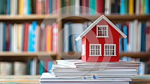 The red house on books.AI generated image