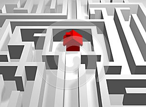 Red house in labyrinth