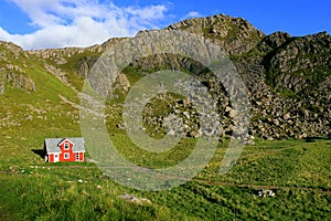 Red house in Lofoten Islands, Norway