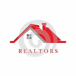 Red house realtors logo template photo