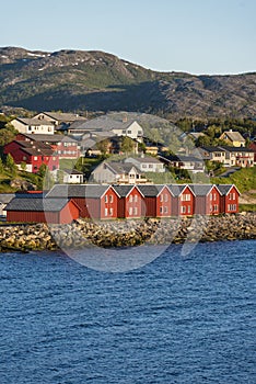 Red houses on the bay of Alta, Norway