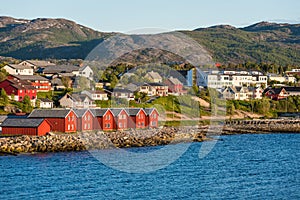 Red houses on the bay of Alta, Norway photo