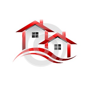 Red houses real estate image logo