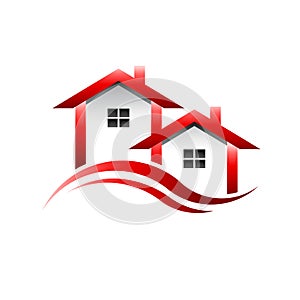 Red houses real estate image logo photo