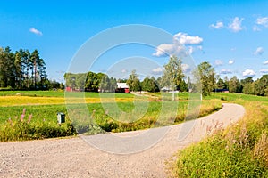 Red houses in a rural landscape