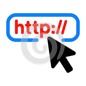 Red http text inside blue rounded rectangle on white background protocol internet