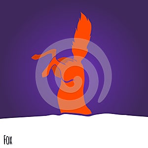 Red hunting fox silhouette