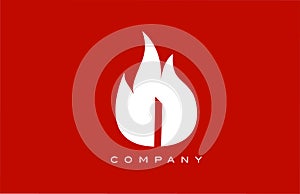 Red I fire flames alphabet letter logo design. Creative icon template for business and company