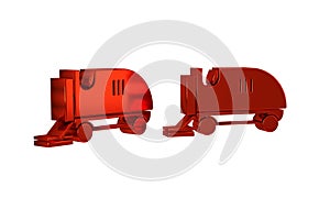 Red Ice resurfacer icon isolated on transparent background. Ice resurfacing machine on rink. Cleaner for ice rink and