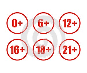 Red icon age limit in flat style