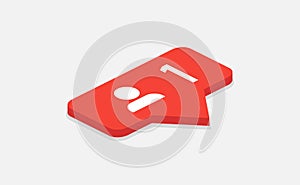 Red icon 1 follower notification. Isometric icon. Follower insta. Social media. Flat design photo