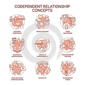 Red icons representing codependent relationship concepts