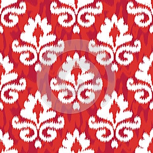 Red Ikat Damask