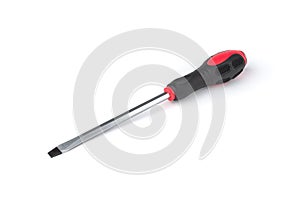 Red impact screwdriver isolated on white.
