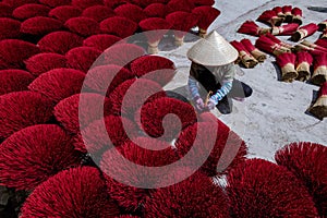 Red Incense Sticks Drying Process