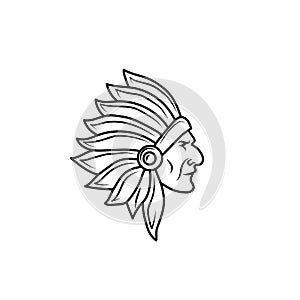 Red Indian head mascot vector illustration