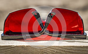 Red industrial sunglasses