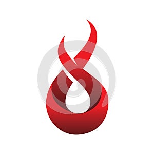 Red infinity fire flame color shape logo design