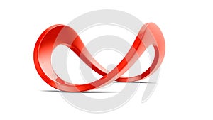 Red infinity sign on white background