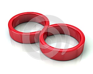 Red infinity symbol icon 3d illustration