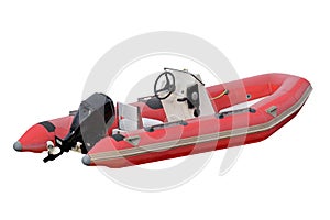 Red Inflatable rubber boat isolated on white background