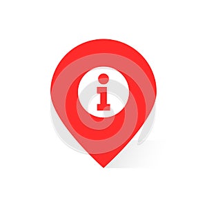 Red information logo like map pin or geotag photo